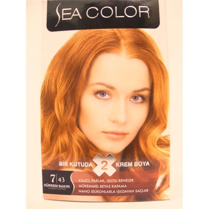 Sea Color 7.43 Hürrem Bakırı Saç Boyası Seti (1 Tüp Hediye)