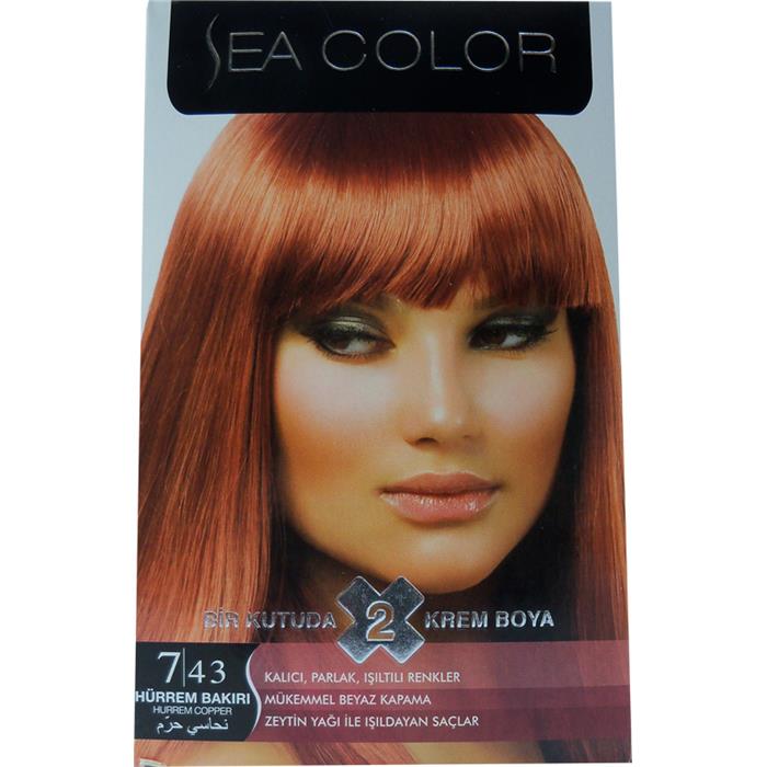 Sea Color 7.43 Hürrem Bakırı Saç Boyası Seti (1 Tüp Hediye)
